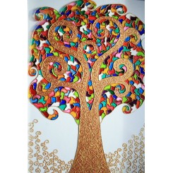 تابلو نقاشی روی شیشه (ویترای) درخت فانتزی